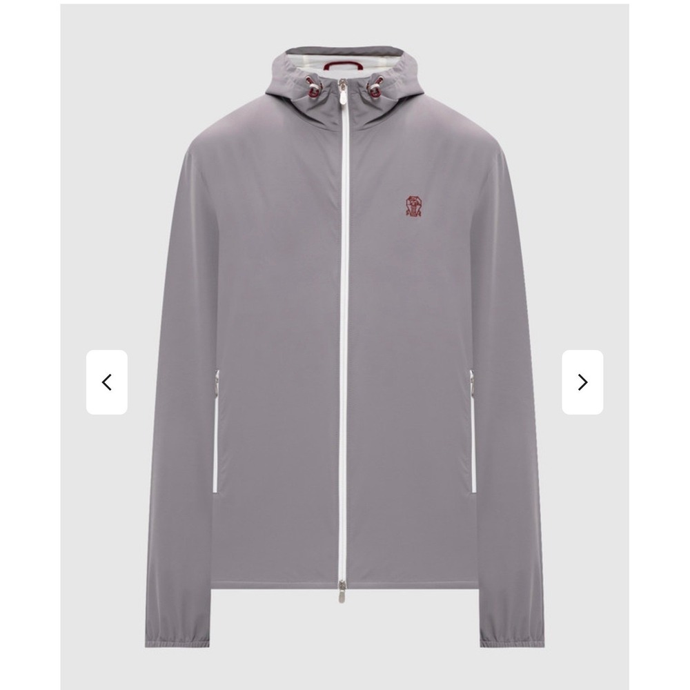 Brunello Cucinelli Mens Grey Hooded Windbreaker Jacket Full Zip 3900$ Luxury